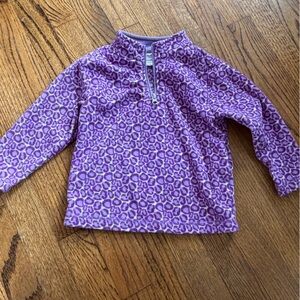 3T Hanna Andersson purple leopard print fleece quarter zip pullover